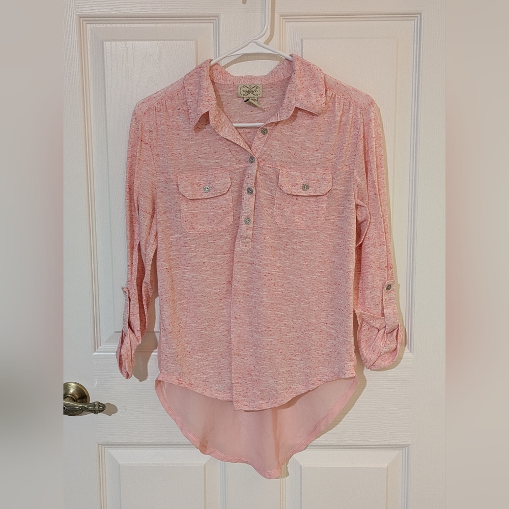 Eyelash Couture Pink Semi Sheer Blouse